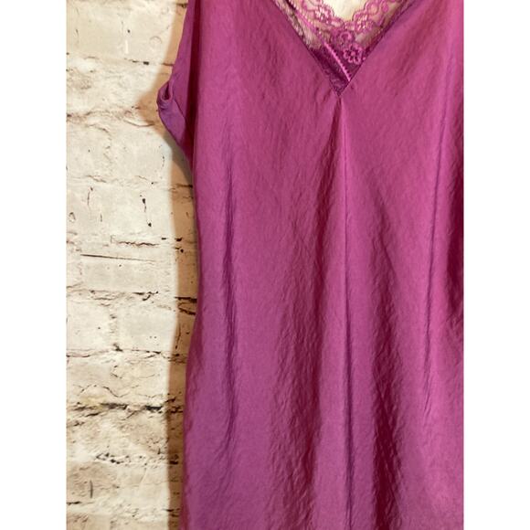 Linea Donatella Nightgown Womens‎ Medium Berry Satin & Lace Babydoll Romantic - Picture 8 of 15